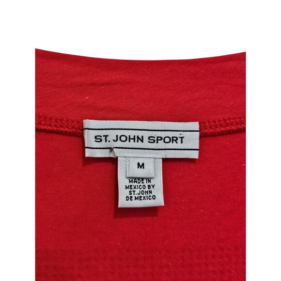 St. John Top Shirt Womens M Red T-Shirt Rhinestones Embellished Short Sleeve - Picture 3 of 16